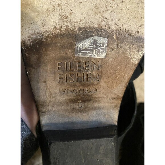 𝅺EILEEN Fisher Womens Vero Cuoio Size 6 Black Leather Ankle Zip Back Boo… - Picture 11 of 11